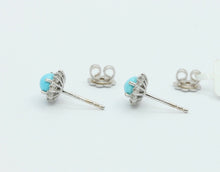 Load image into Gallery viewer, Ladies 14K White Gold Turquoise Diamonds Earrings