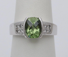 Load image into Gallery viewer, Vintage 14K White Gold Green Tourmaline and Diamond Ring, Engagement Ring