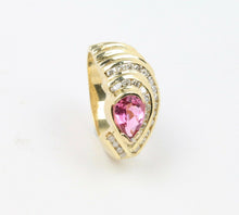 Load image into Gallery viewer, Vintage 14K Yellow Gold Pink Sapphire and Diamond Ring