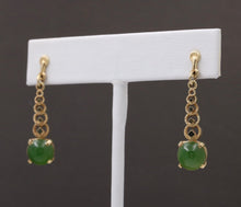 Load image into Gallery viewer, Vintage 14K Yellow Gold Chrysoprase Dangling Earrings