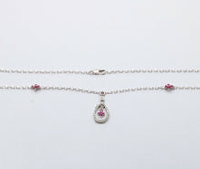 Load image into Gallery viewer, Elegant 18K White Gold Tear Drop Diamond & Ruby Pendant Necklace