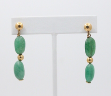 Load image into Gallery viewer, Vintage 14K Yellow Gold Aventurine Dangling Earrings