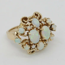 Load image into Gallery viewer, Vintage 14K Yellow Gold Opal Cluster Cocktail Ring