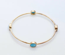 Load image into Gallery viewer, Vintage Ladies Turquoise 925 Gold Vermeil Bangle Bracelet