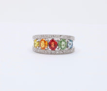 Load image into Gallery viewer, Fun Multi GemStones 14K White Gold Diamond Ring