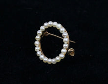 Load image into Gallery viewer, Vintage 14K Yellow Gold Seed Pearl Eternal Circle Pendant Pin