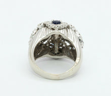 Load image into Gallery viewer, Vintage 14K White Gold Sapphire Diamond Cocktail Ring