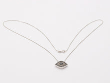 Load image into Gallery viewer, Beautiful Evil Eye Apotropaic Diamonds Sapphires 14K White Gold Pendant & Chain