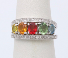 Load image into Gallery viewer, Fun Multi GemStones 14K White Gold Diamond Ring