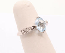Load image into Gallery viewer, Vintage Ladies Natural Aquamarine Diamonds 14K White Gold Ring