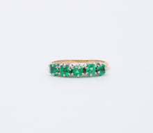 Load image into Gallery viewer, Vintage 14K Yellow Gold Emerald Five Stone Stacking Ring Band,Wedding Band.