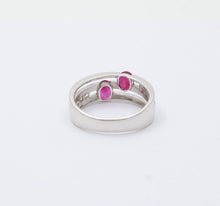 Load image into Gallery viewer, Vintage 14K White Gold Ruby & Diamond Ring Band, Stacking Ring.