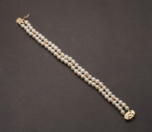 Load image into Gallery viewer, Vintage 14K Yellow Gold Beaded Two Layer Pearl Bridal Bracelets