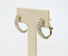 Load image into Gallery viewer, Vintage 10K Yellow Gold Diamond Hoop Earrings