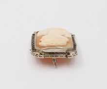 Load image into Gallery viewer, Victorian Adorable Carved Shell Cameo Woman's Portrait Filigree Brooch, Pin. Pen