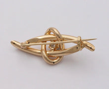 Load image into Gallery viewer, Vintage 14K Rolled Gold Old European Cut Diamond Brooch, Antique Pin