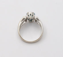 Load image into Gallery viewer, Vintage 14K White Gold Blue Zircon Diamond Ring, Cocktail Ring