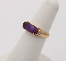 Load image into Gallery viewer, Vintage Amethyst Diamonds 14K Yellow White Gold Ring