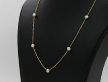 Load image into Gallery viewer, Vintage 14K Yellow Gold Pearl Station Necklace