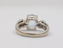 Load image into Gallery viewer, Vintage Oval Aquamarine Diamonds 14K White Gold Ring
