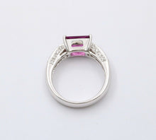 Load image into Gallery viewer, Vintage Amethyst Diamonds 18K White Gold Ring