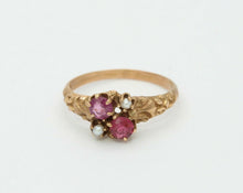 Load image into Gallery viewer, Victorian 14K Rose Gold Seed Pearl Ruby Promise Ring