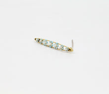 Load image into Gallery viewer, Art Nouveau 14K Yellow Gold Forget Me Not Flower Enamel Bar Pin