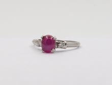 Load image into Gallery viewer, Vintage Platinum Star Ruby & Diamond Ring, Engagement Ring