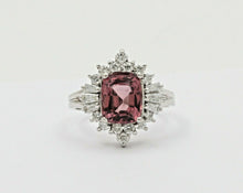 Load image into Gallery viewer, Vintage 14K White Gold Pink Spinel Diamond Alternative Engagement Ring