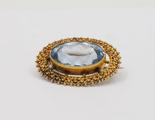 Load image into Gallery viewer, Antique Victorian Etruscan Revival Blue Spinel Brooch Pin