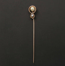 Load image into Gallery viewer, Victorian Diamond Pearl 14K Yellow Gold Stick Pin