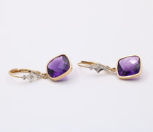 Load image into Gallery viewer, Sweet Vintage 14K Yellow Gold Amethyst Earrings
