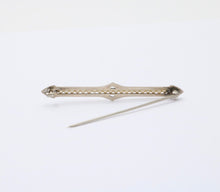 Load image into Gallery viewer, Antique 10K White Gold Art Deco Pearl Bar Brooch, Pin