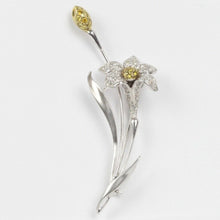 Load image into Gallery viewer, Vintage 18K White Gold Elegant Lily Flower Diamonds Brooch Pin