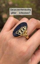 Load image into Gallery viewer, Vintage 18K Yellow Gold Blue Goldstone Statement Ring