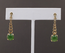 Load image into Gallery viewer, Vintage 14K Yellow Gold Chrysoprase Dangling Earrings