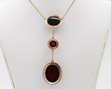 Load image into Gallery viewer, Victorian 9K Rose Gold Garnet Lariat Pendant Necklace