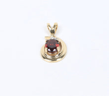 Load image into Gallery viewer, Vintage Garnet Diamond 14K Yellow Gold Pendant