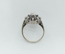 Load image into Gallery viewer, Vintage 14K White Gold Starburst Sapphire Diamond Ring