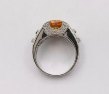 Load image into Gallery viewer, Unique Clover Shape Checkerboard Cut Citrine 14K White Gold Diamond Ring , Engag