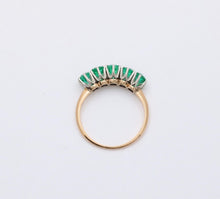 Load image into Gallery viewer, Vintage 14K Yellow Gold Emerald Five Stone Stacking Ring Band,Wedding Band.