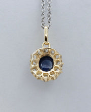 Load image into Gallery viewer, Victorian Cabochon Sapphire Old European Cut Diamonds 14K Yellow Gold Pendant