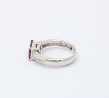 Load image into Gallery viewer, Vintage Amethyst Diamonds 18K White Gold Ring