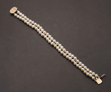 Load image into Gallery viewer, Vintage 14K Yellow Gold Beaded Two Layer Pearl Bridal Bracelets