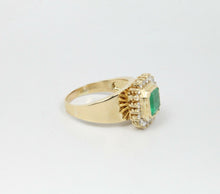 Load image into Gallery viewer, Vintage 14K Yellow Gold Emerald & Diamonds Cocktail Ring