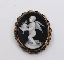 Load image into Gallery viewer, Victorian Cherub Angel Enamel 10K Rose Gold Brooch