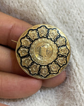 Load image into Gallery viewer, Antique 18K Yellow Gold Circle Enamel Black Brooch