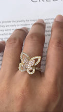 Load image into Gallery viewer, Vintage Lovely 10K Two Tone Gold Butterfly Ring.