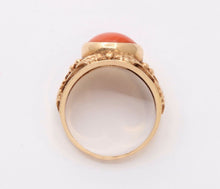 Load image into Gallery viewer, Victorian Edwardian Red Coral 14K Rose Gold Unisex Ring