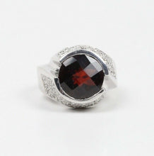 Load image into Gallery viewer, Vintage 18K White Gold Garnet and Diamond Statement Ring